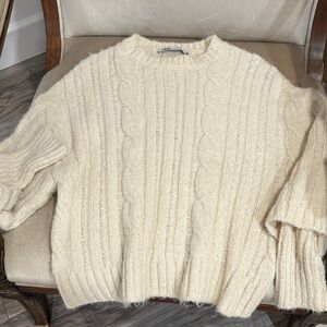 Zara Cream Cable Knit Sweater